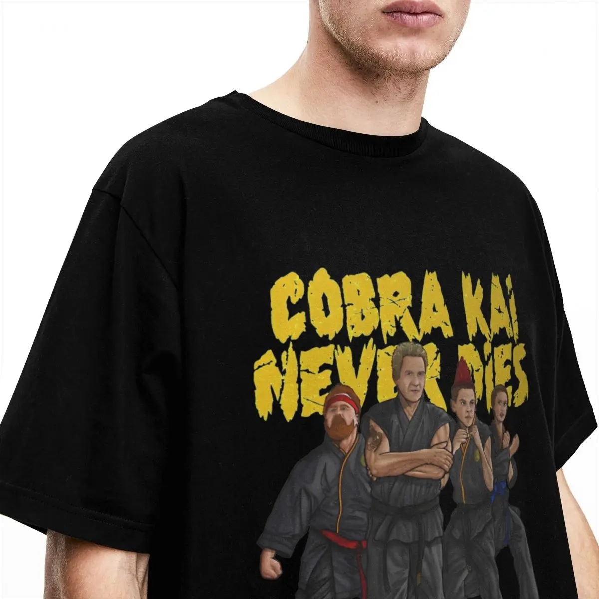 Cobra Kai Never Dies Merch T-Shirts for Men Women Awesome Cotton Graphic Print Tee