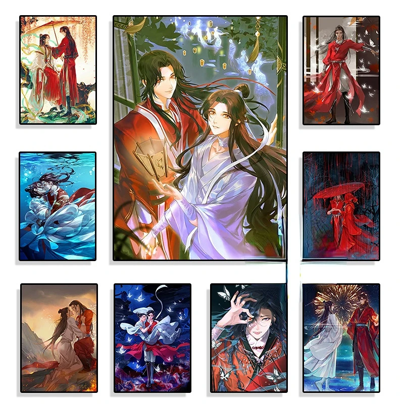 Painting By Numbers Adults Tian Guan Ci Fu Anime Poster Hua Cheng Xie Lian Oil Painting Chinese Ancient Picture Home Decor