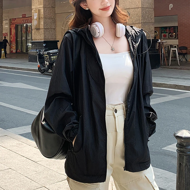Summer Outdoor Sports Sun Protection Clothing for Women Quick Drying Anti-Uv Jacket Casual Lightweight Loose Cool Feeling Jacket