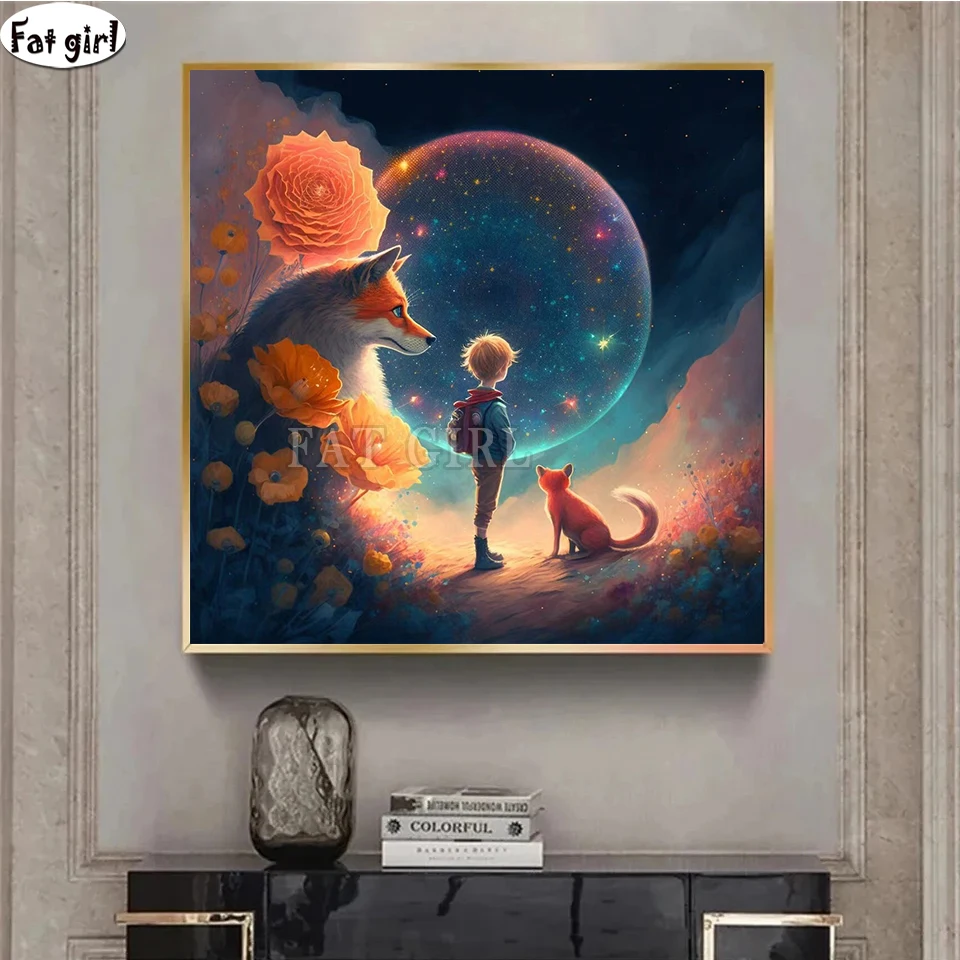 Diamond Embroidery The Little Prince and The Fox Mosaic Home Decor Diamond Painting Cartoon New Collection 2023 Rhinestones Gift