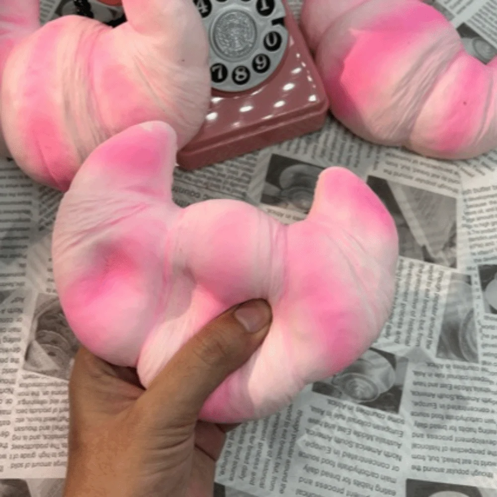 Slow Rising Croissant Squeeze Thick Soft Dessert Shape Sensory Fidget Ball Handmade Anti-Anxiety Feature Slow Rising