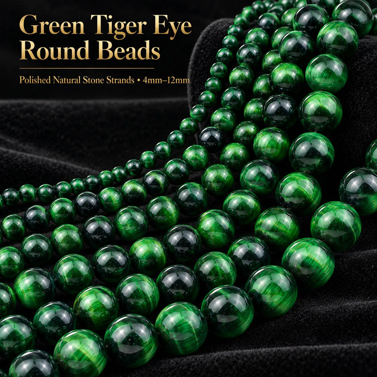 4-12mm 16pcs Stones Half Strand Green Tiger's Eye Spacer Loose Beads For Jewelry Bracelets Necklace Making DIY Accessories