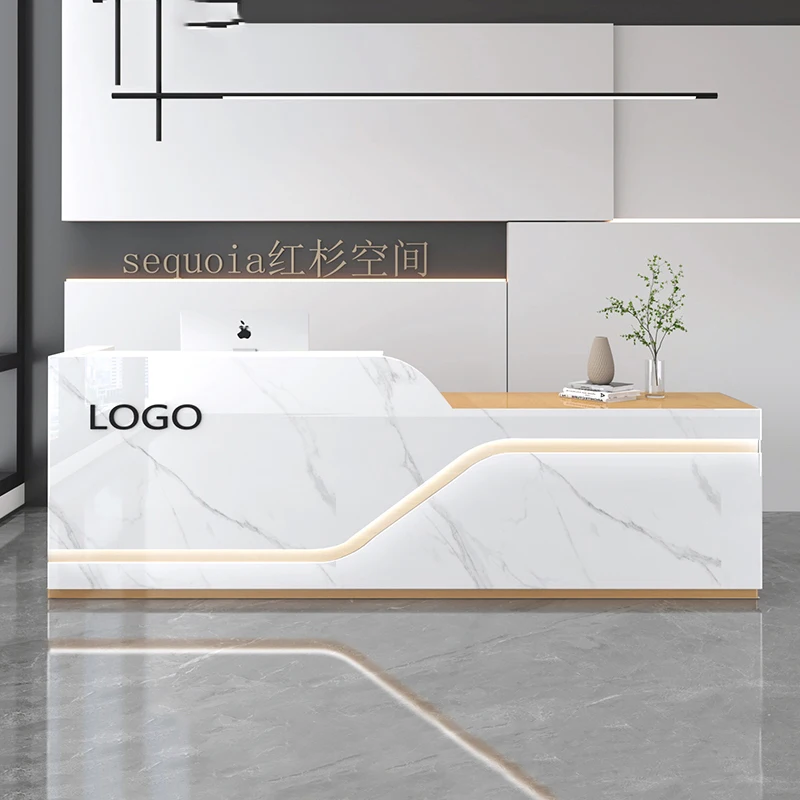 Unique Creative Reception Desk Modern Storage Exquisite Glamour Reception Desks Classic Versatile Theke Empfang Office Furniture