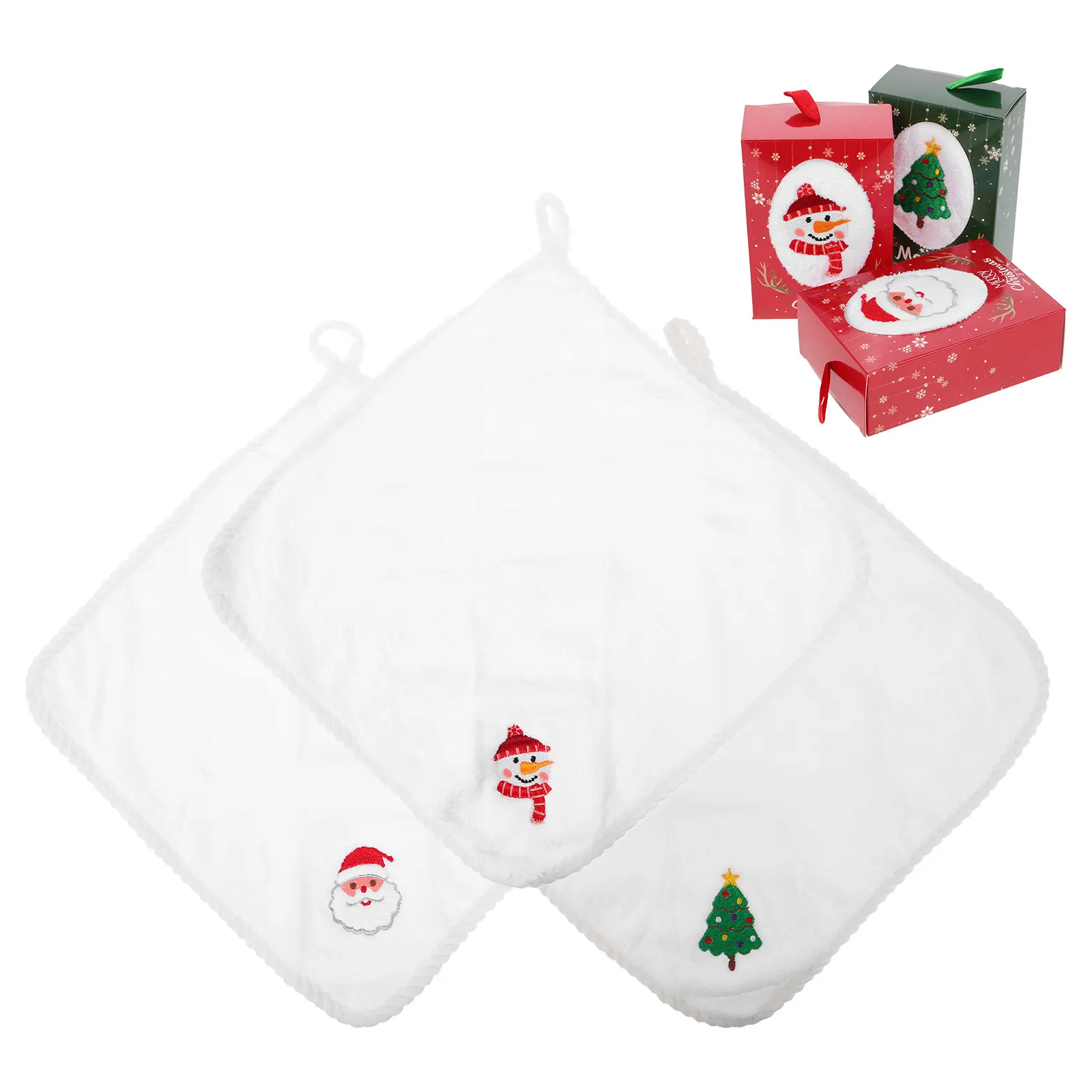 

3Pcs Christmas Hand Towels Decorative Kitchen Bathroom Towel Set Soft Holiday Gift Small Cute Towels Decorative Towel