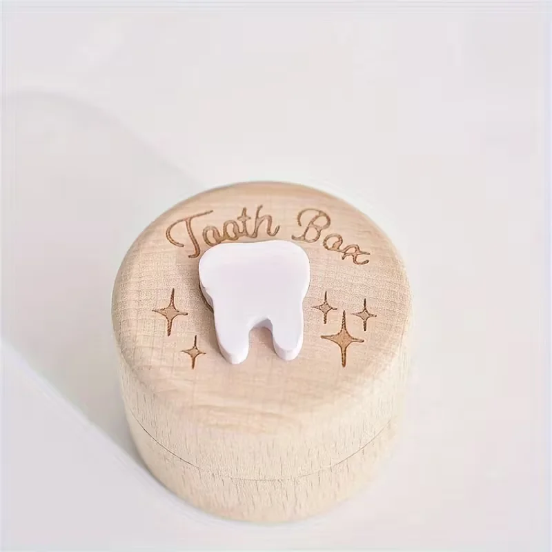 Wooden Baby Teeth Box, Storage for Tooth Hair Umbilical Cord, with Small Drawer, Kids Tooth Loss Memorial