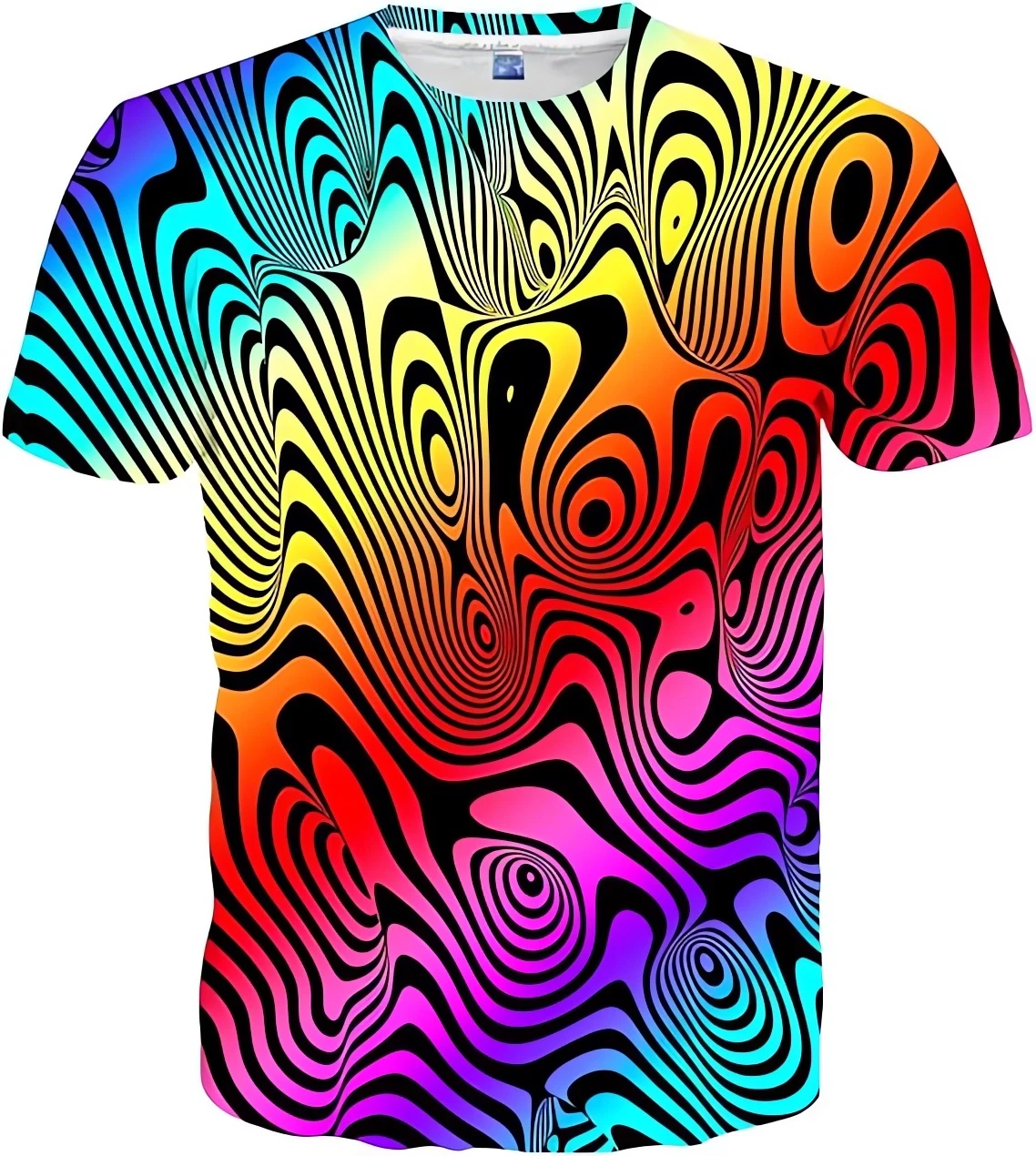 Abstract neon color men's and women's t-shirts, 3D printed graphite, cool streetwear, Y2K punk tops, Kawasaki T-shirt fashion