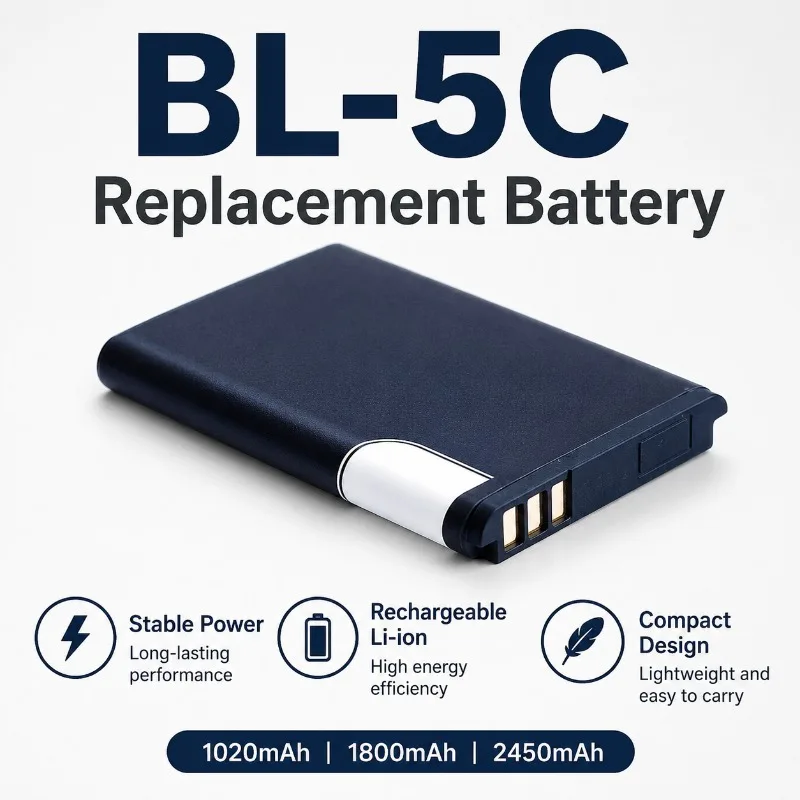 2450mah BL-5C Lithium Battery for Nokia Mobile Phone Charging Card  Portable Small Speaker  Radio Bluetooth Player Battery
