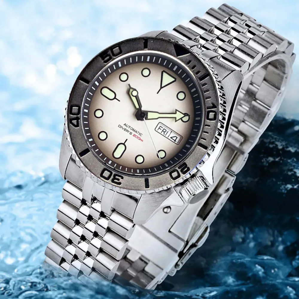 

Luxury 41mm Tandorio NH36 20BAR Waterproof Automatic Watch For Men Luminous Sapphire Glass Week Date Stainless Steel Bracelet