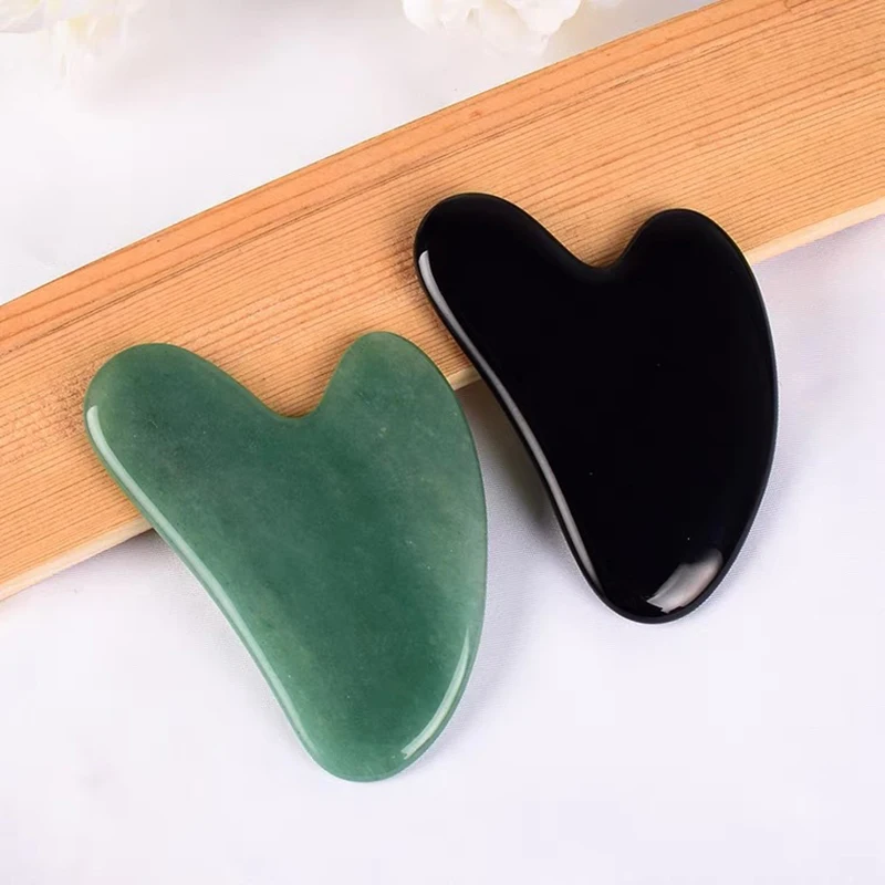 Tablero de masaje Gua Sha de piedra para cara, placa de Guasha de cuarzo rosa, masajeador facial de Jade, herramientas raspadoras para cara, cuello,