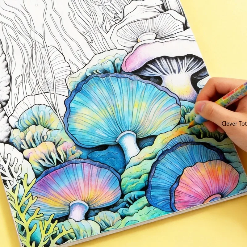 Adult Stress Relief Ocean Hand Drawn Graffiti Coloring Book, Turtle/starfish/tropical Fish/coral/shell/underwater Castle Themes