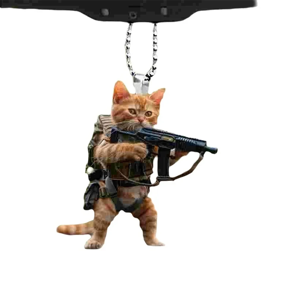 5cm acrílico plano voltado gato arma coche colgante perro montar motocicleta mochila colgante decoración del hogar Ángel cerdo artesanía 1 Uds