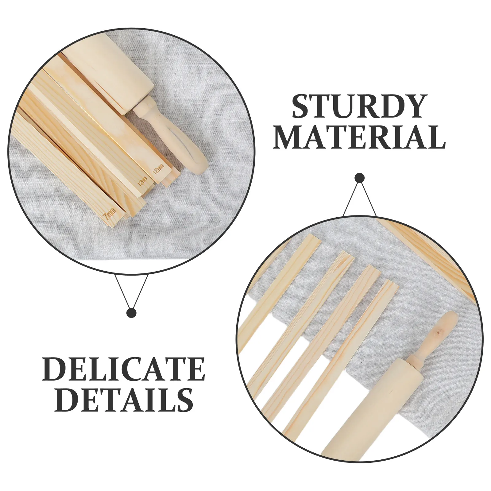 12-Piece Pottery Clay Rolling Pin Set with Ceramic Roller, Guide Sticks & Linen Mat for Hand-Building Crafts