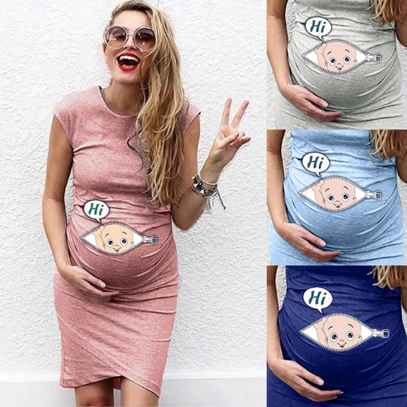 New Cartoon Letter Print Pregnant Woman Dress Sleeveless O-neck Slim Pregnancy Maternity Dress Nusring Maternity Casual Clothes