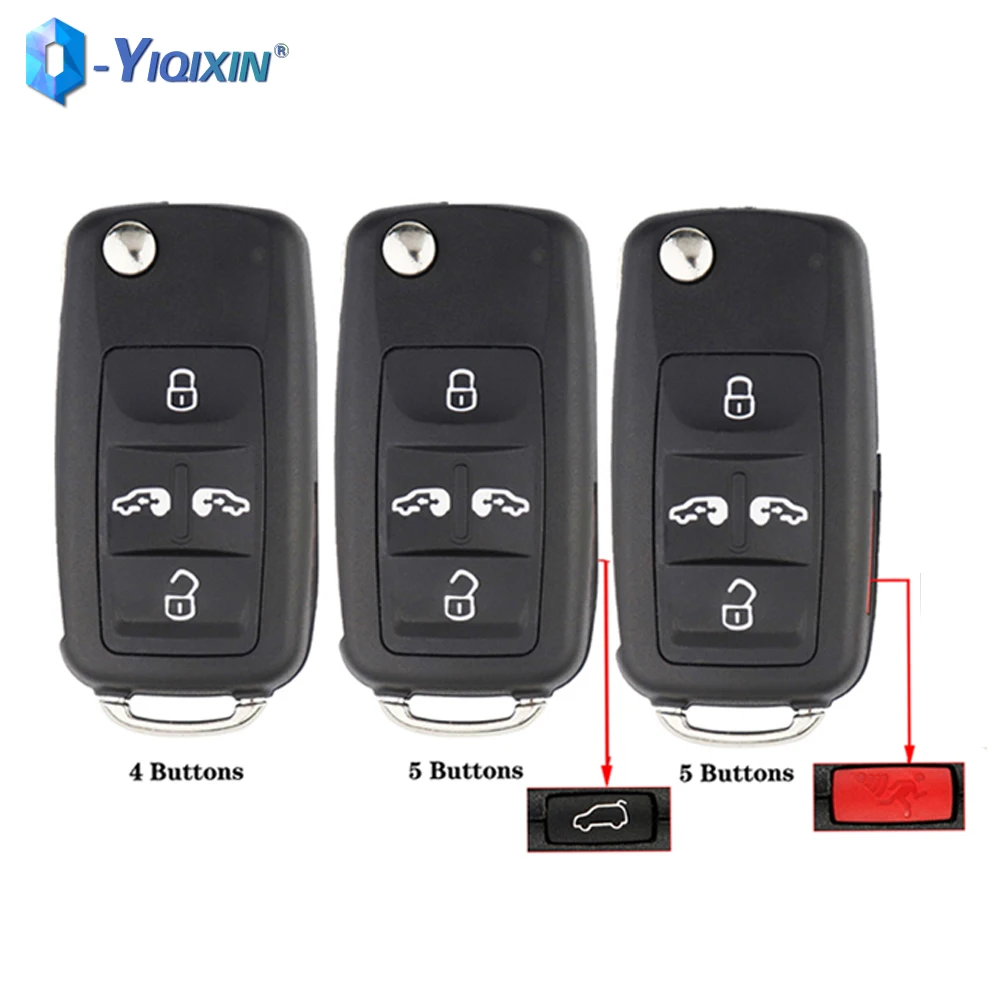 YIQIXIN 4 5 Button Car Flip Key Case Shell For VW Volkswagen Sharan Multivan T5 Caravelle MPV Auto Folding Fob Cover Replacement