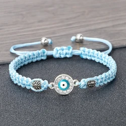 Braccialetto intrecciato da donna in cristallo blu malocchio turco guarigione Yoga coppia braccialetto e braccialetti catena Pulsera gioielli regalo all'ingrosso