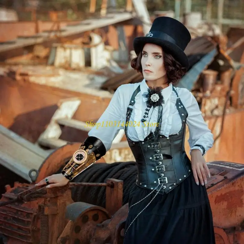 N5KE Universal Steampunk Arm Sleeve Cuffs with for Vintage and Gothic Outfits Photo Props