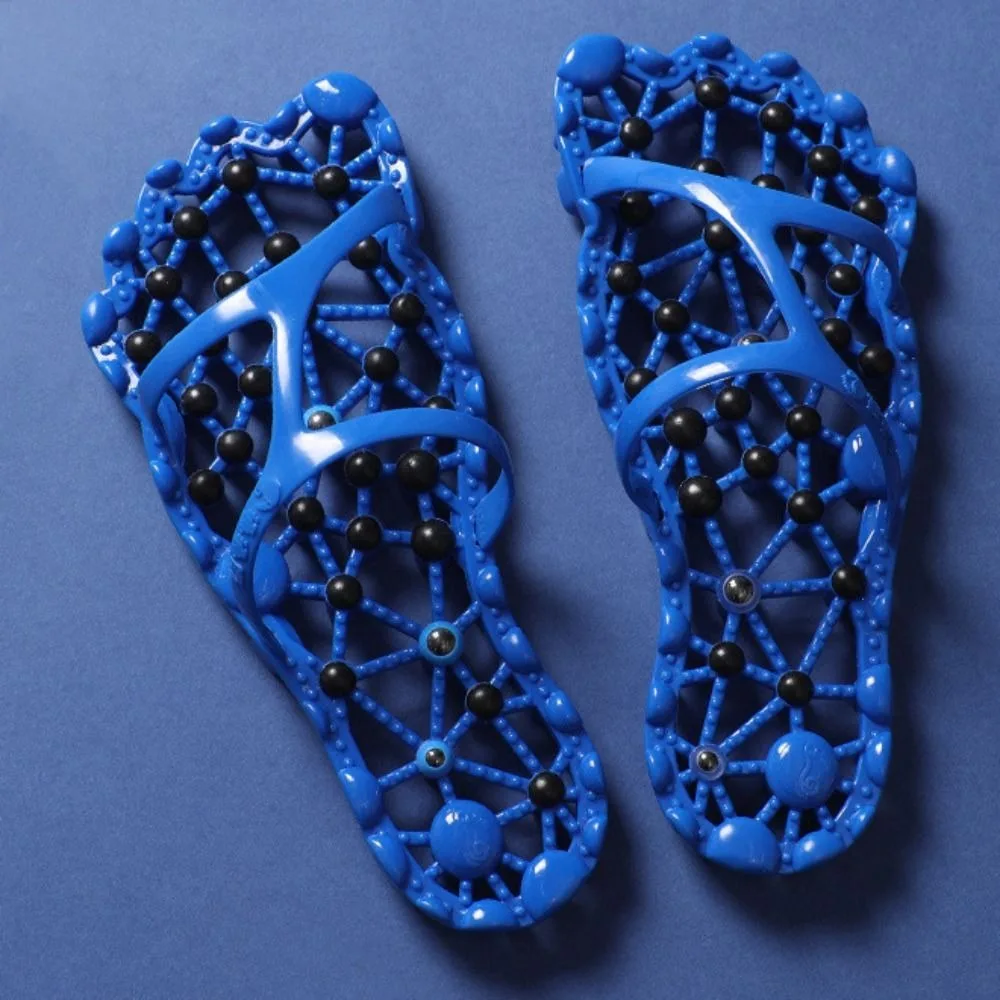 

Non-Slip Foot Massage Slippers Reflex Stress Bath Quick-drying Footwear Hollow Out Feet Care Acupressure Massage Slippers Summer