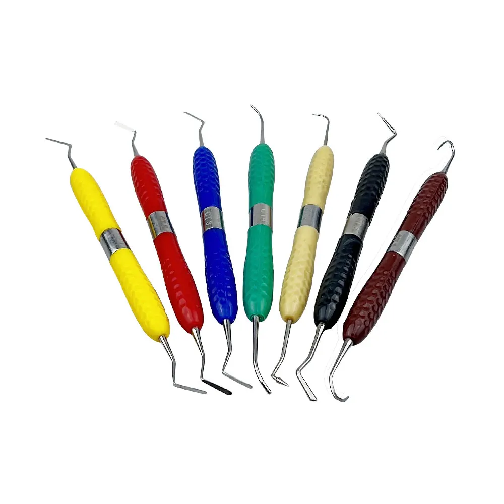 7 Pcs/Set  Dental Resin Filling Restoration Instrument Set Dentist Composite Lm Resin Filling Double Head Scraper Dental Tools