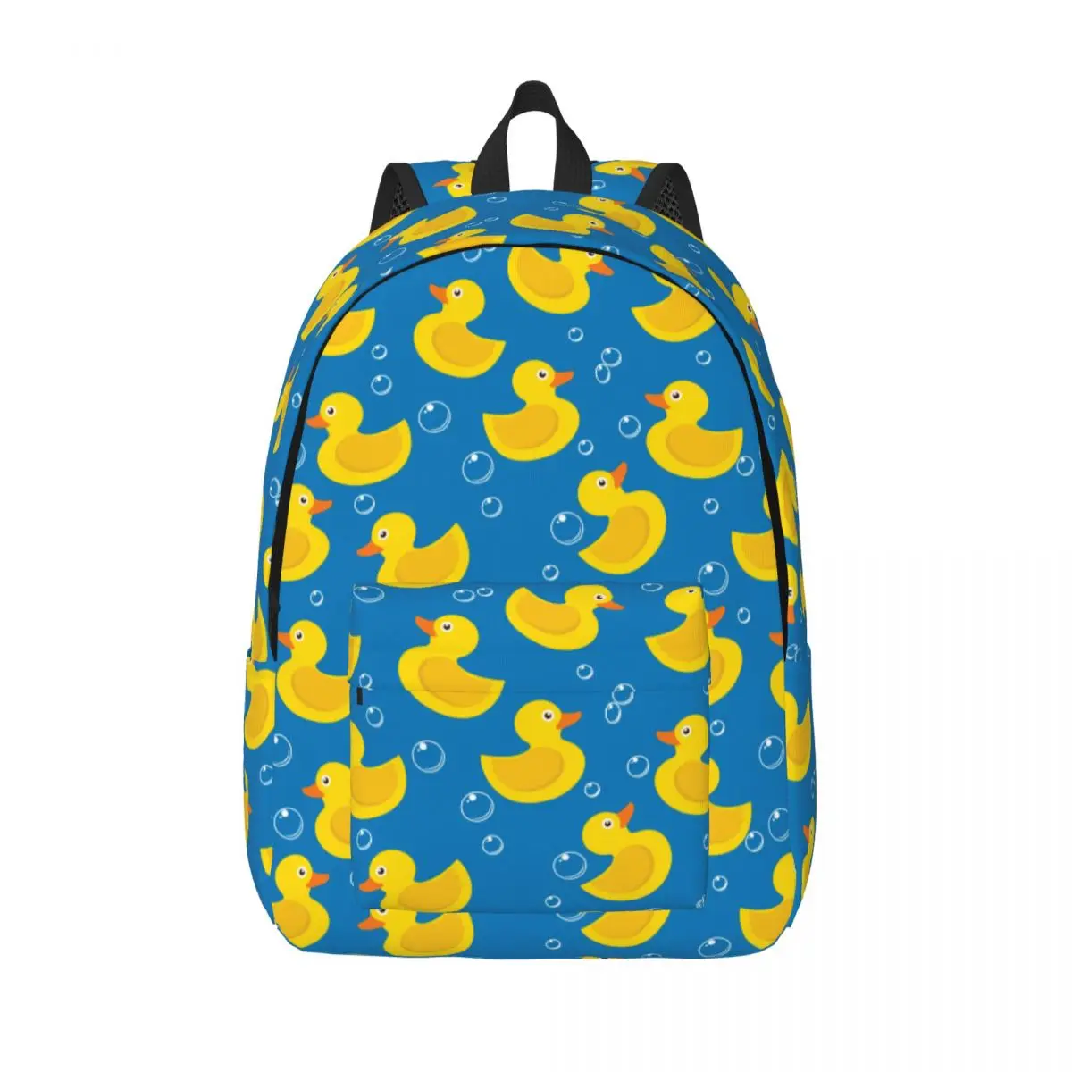 Cute Yellow Rubber Duck Blue Pattern Backpack Elementary High College School Student Animal Bookbag Men Women Daypack Hiking