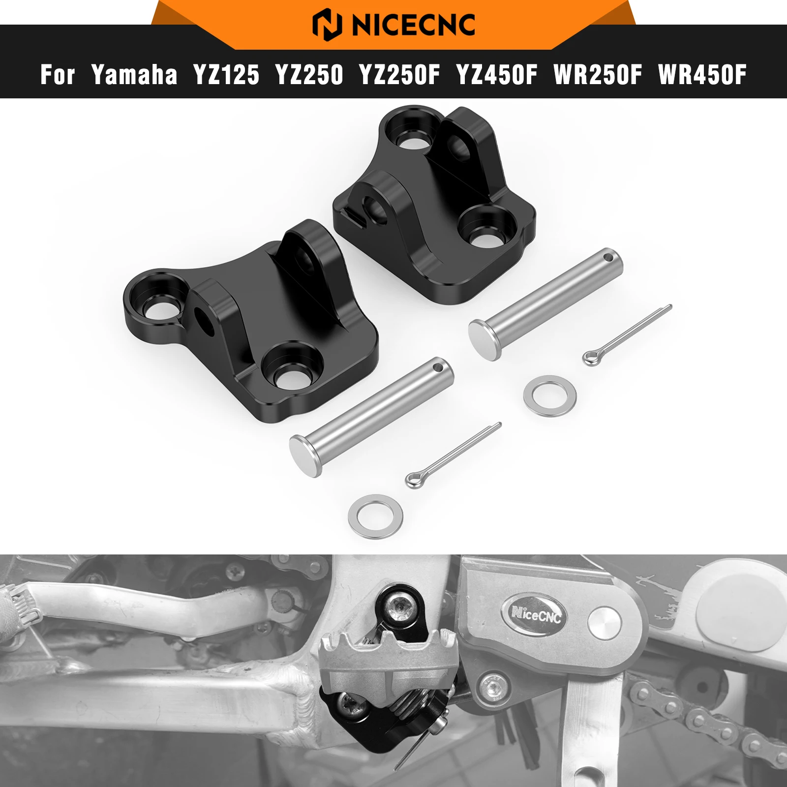 

NICECNC For Yamaha YZ125 YZ250 2005-2023 Footpeg Footrests Mount Bracket Lower 12MM For Yamaha YZ125X 2017-2023 YZ250X 2016-2023