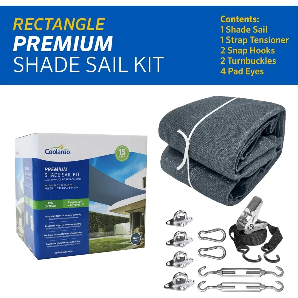 Imagem -04 - Premium Shade Sail Kit Faia Retangular para Qualquer Pátio Telheiro Entrada Gramado Jardim Piscina Parque Parque 165 x 11