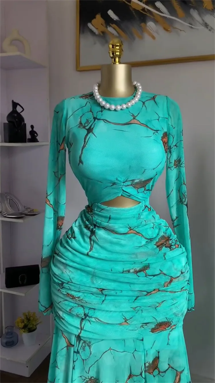 عالية الجودة المرأة مثير كم طويل قطع فستان ماكسي موضة ملهى ليلي حفلة ثوب مسائي عيد ميلاد فساتين لحفلات الكوكتيل Vestido #2