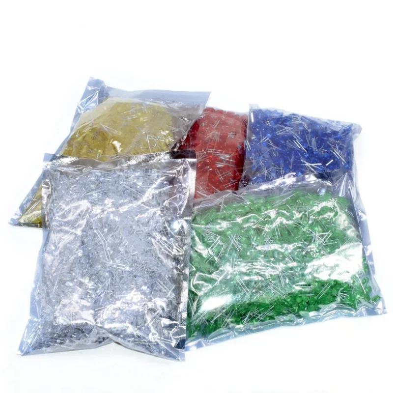 1000pcs/Wholesale F5 5MM F3 3MM Round LED Transparent Ultra Bright Green/Yellow/Blue/White/Red Light Emitting Diode