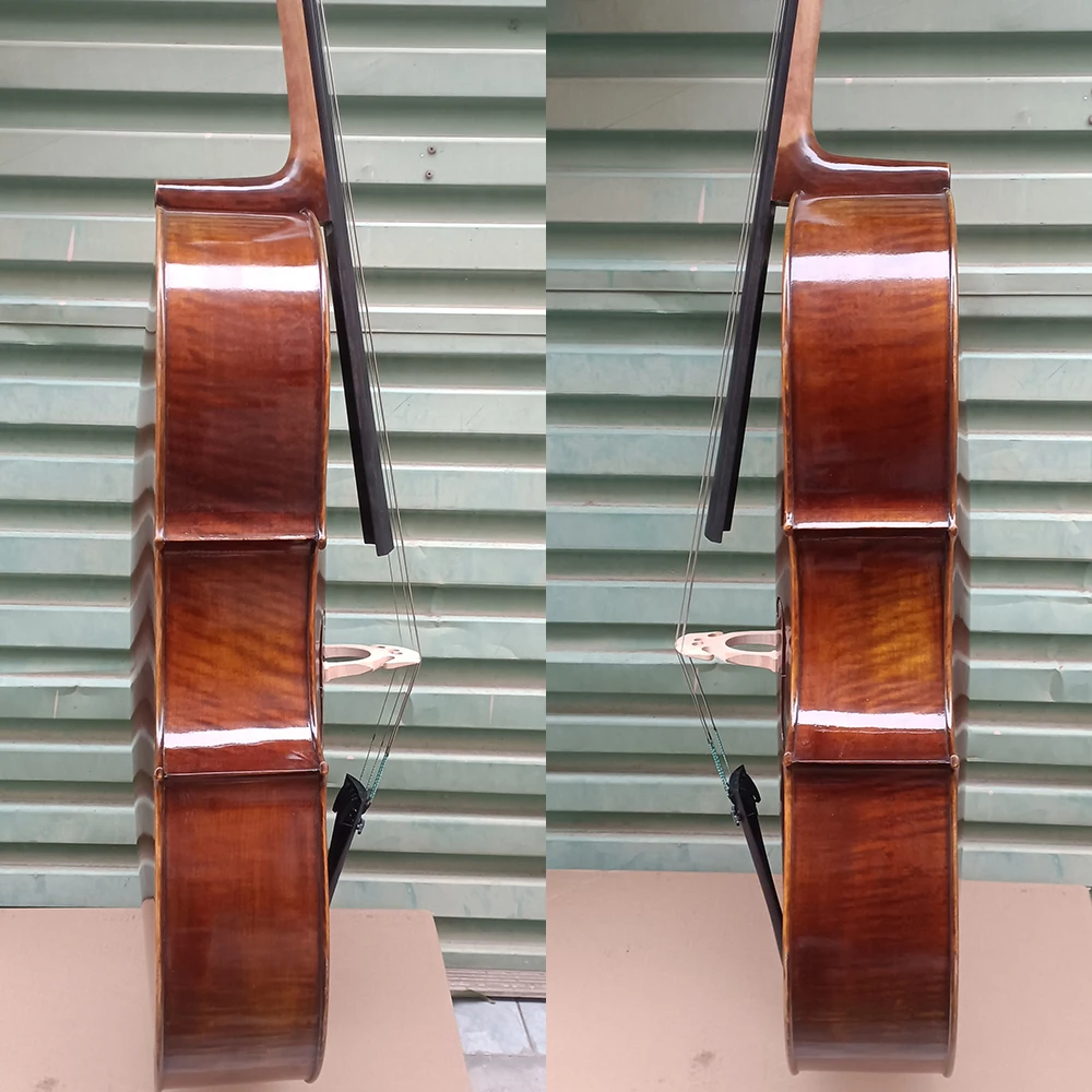 Professional handmade antique Cello 4/4 Natural Flamed maple solid wood Spruce top Panel cello Musical Instruments with bag bow - view 4