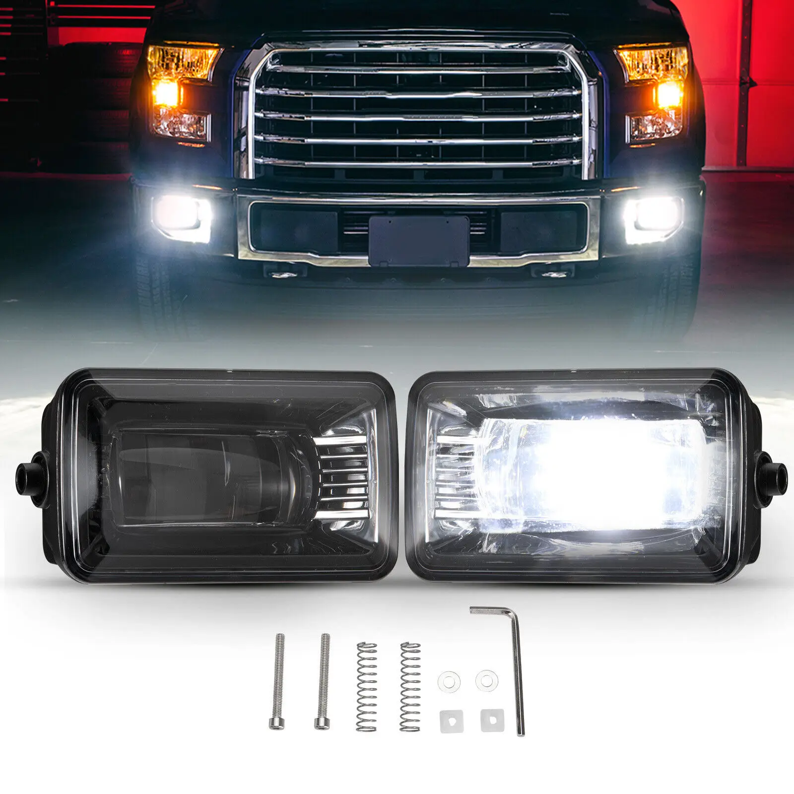 

Front Bumper LED Fog Lights Fog Lamps LH + RH Fit for 2015-2019 Ford F-150