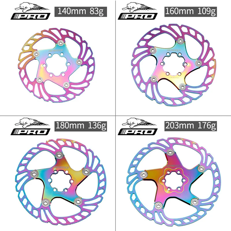 

IIIPRO Mountain Bicycle Disc Brake Rotors 140 160 180 203mm Six Nail Stainless Steel Colorfull MTB Bike Floating Disc Rotor