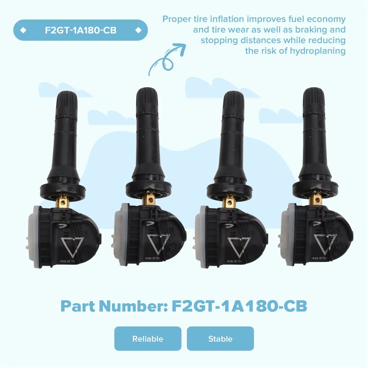 #40E 4PCS Tire Pressure Sensor for Ford Explorer F-15 Mustang Lincoln MKX,F2GT-1A180-CB,(plastic)