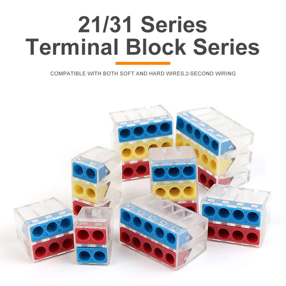 25Pcs Mini Quick Wire Connector Docking Adapter Plug-in Compact Terminal Block Electrical Wiring Cable Junction Box 28-12AWG