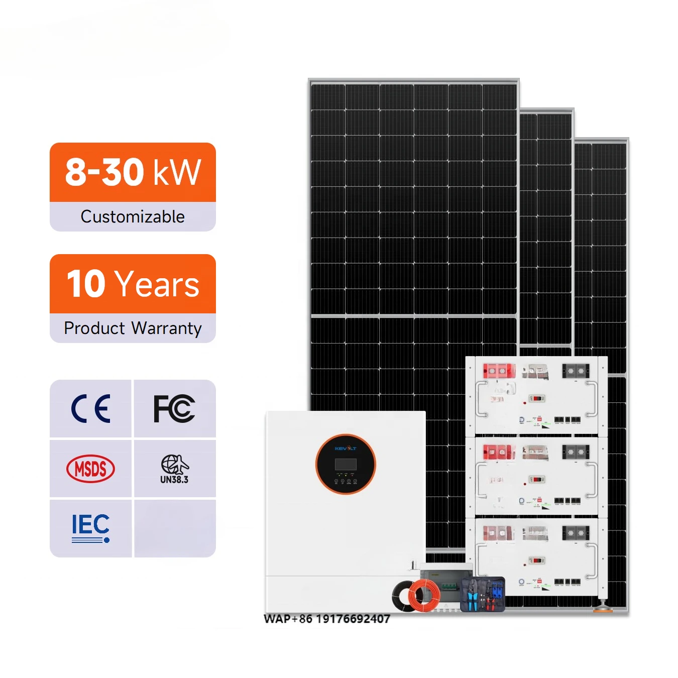 KEVOLT Hybrid Solar Power System 5kW 10kW 20kW 30kW Off-grid Solar Power System, Home Energy Storage Solar Power Station