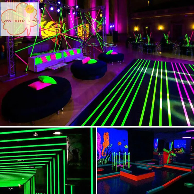 【HT】【HT】1pcs DIY Fluorescent UV Cotton Tape Night Self-Adhesive Glow In The Dark Luminous Tape For Party Floors Stages