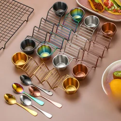 Stainless Steel Taco Holder Set Taco Shell Holder Stand with 2 Sauce Cups Taco Stand Hold 3 Tortillas Kitchen Gadget
