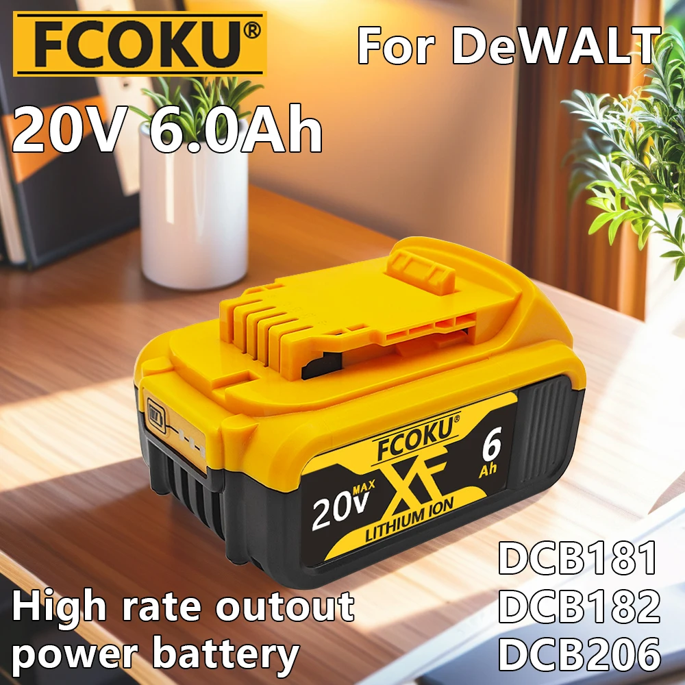 

For DEWALT Original Chargeable Battery 20V 6Ah/8Ah Compatible with DCB206 DCB205 DCB204 DCB609 DCB184 DCB200 Power Tool Battery