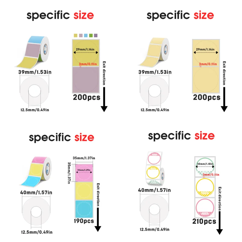 Colorful Circular Label Adhesive Paper Thermal Sticker Suitable for SINMARK Phomemo Portable Printer