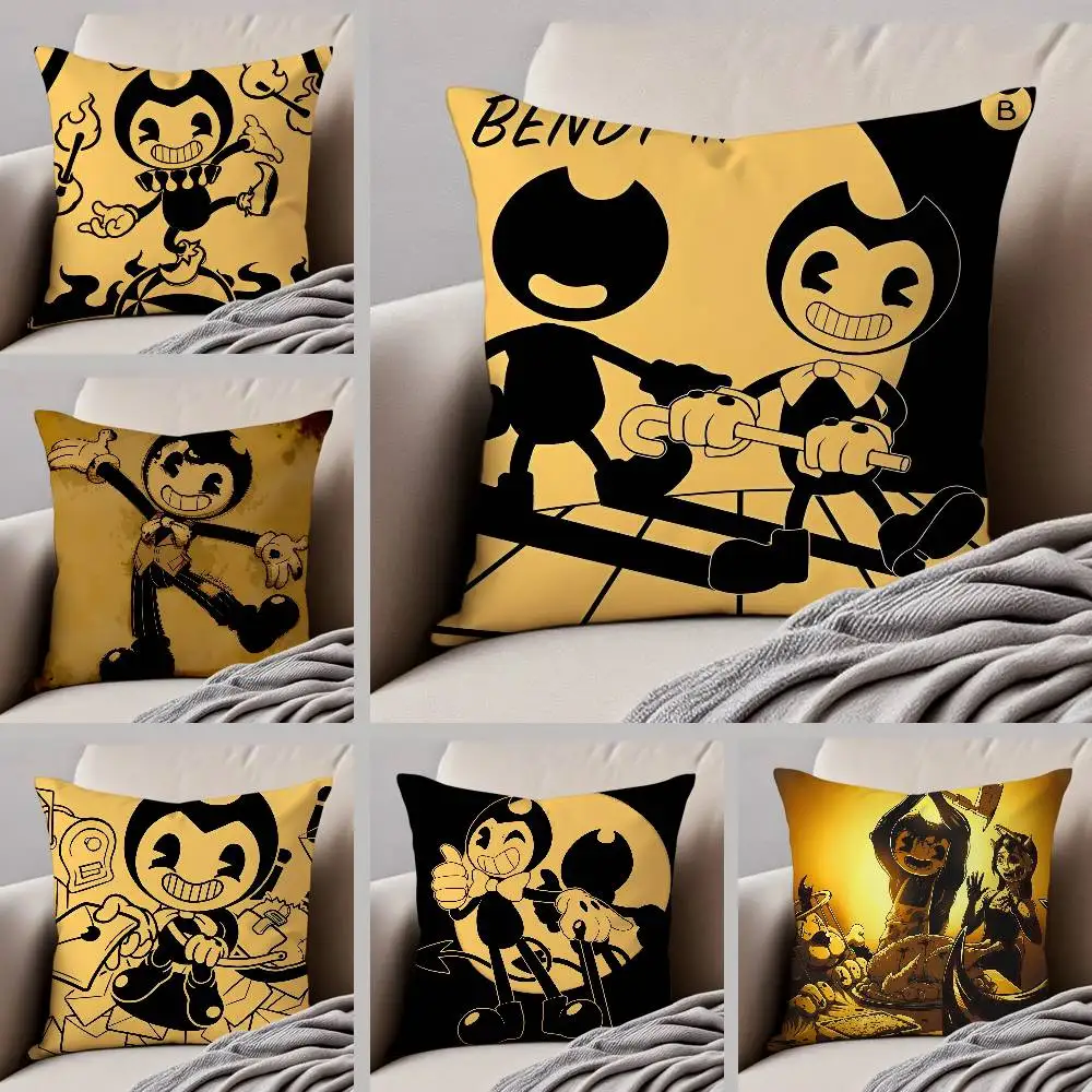 ألعاب Bendy And The Ink Machine كيس وسادة مريح أريكة سرير حريري أنيق غير مرئي بسحاب غطاء وسادة مزخرف مخصص #1