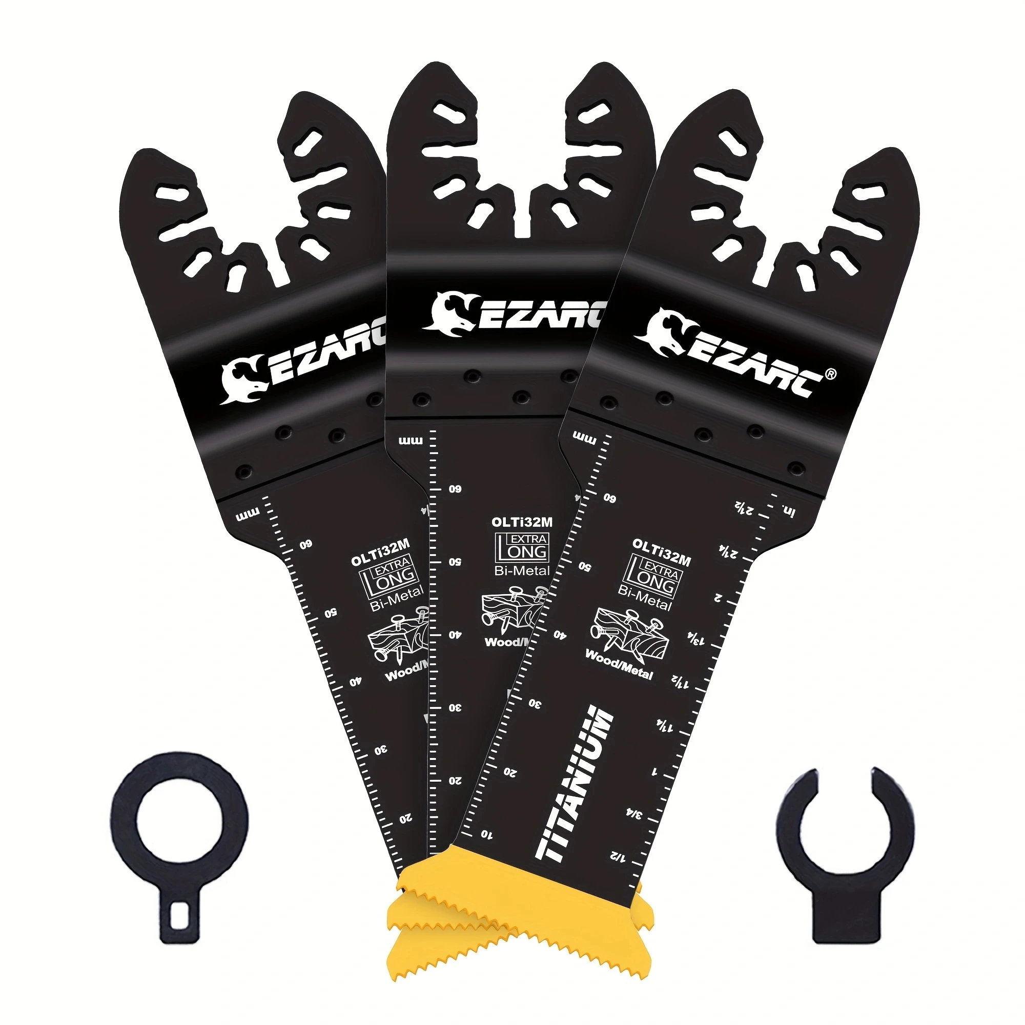 EZARC 3 hojas de sierra oscilantes de alcance extralargo, hojas multiherramienta oscilantes de titanio para clavos de metal, madera y corte de