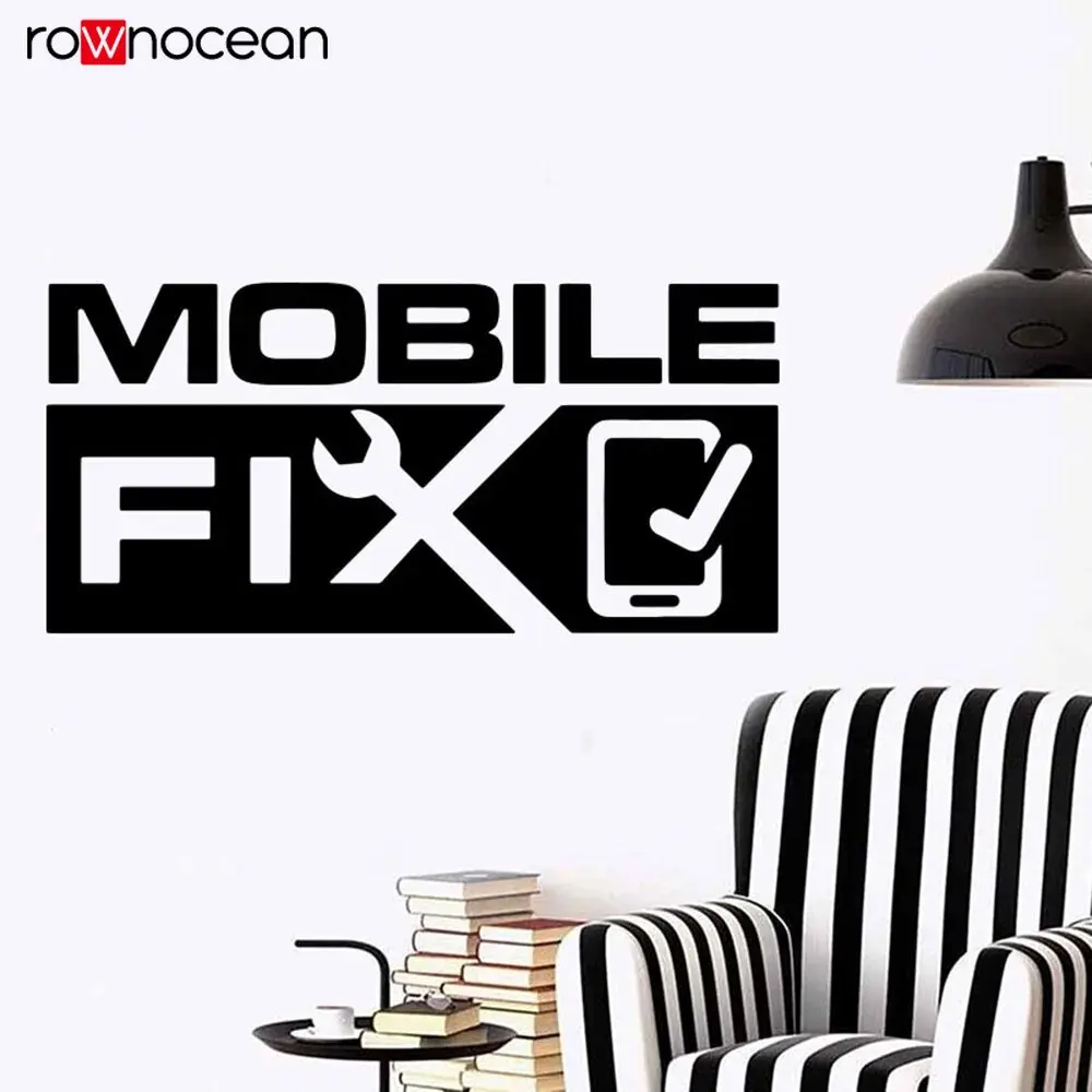 Mobile Repair Fix Logo Window Wall Decal Cellphone Repair Tool Glass Wall Sticker Shop Vinyl Decor Mobile Shop Window Sign E986