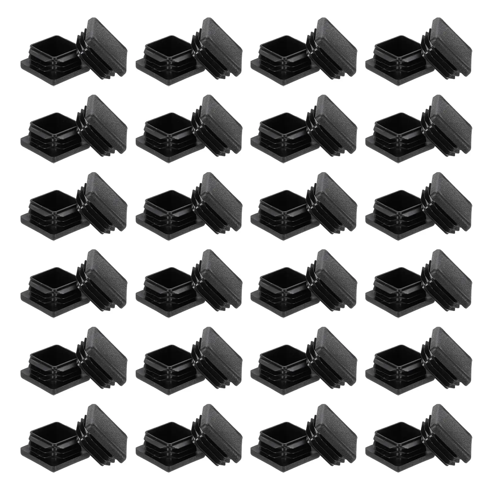 1~100Pcs Square Plastic End Caps Black Tube Pipe Plug Bung Stopper Assorted Sizes 10x10mm-120x120mm for Chair Legs Furniture DIY