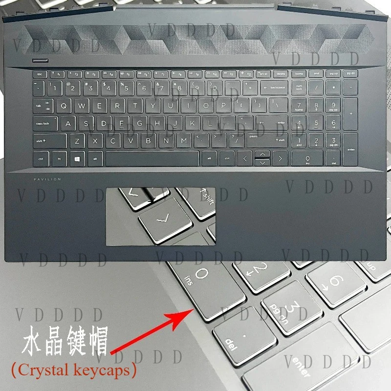 L... New For HP Pavilion 17-CD TPN-C142 Green Backlight Keyboard Palmrest Upper Cover