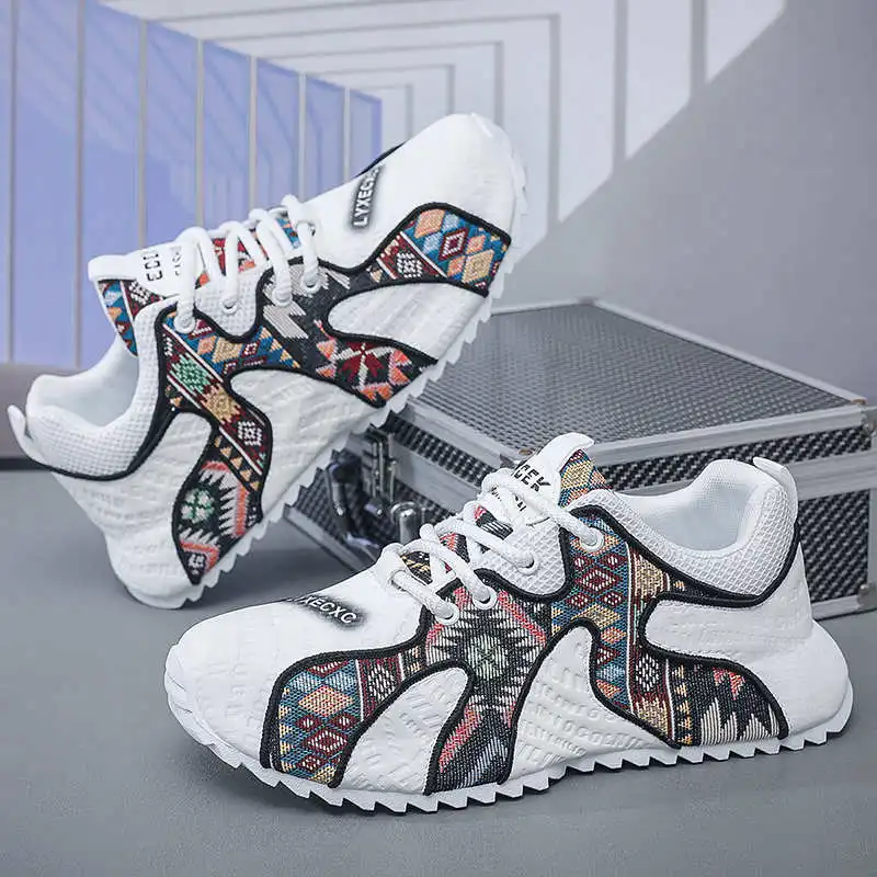 Men Breathable Canvas Lace-Up Vulcanized Sneakers Non-Slip Lightweight Comfortable Casual Walking Shoes for Outdoor Daily