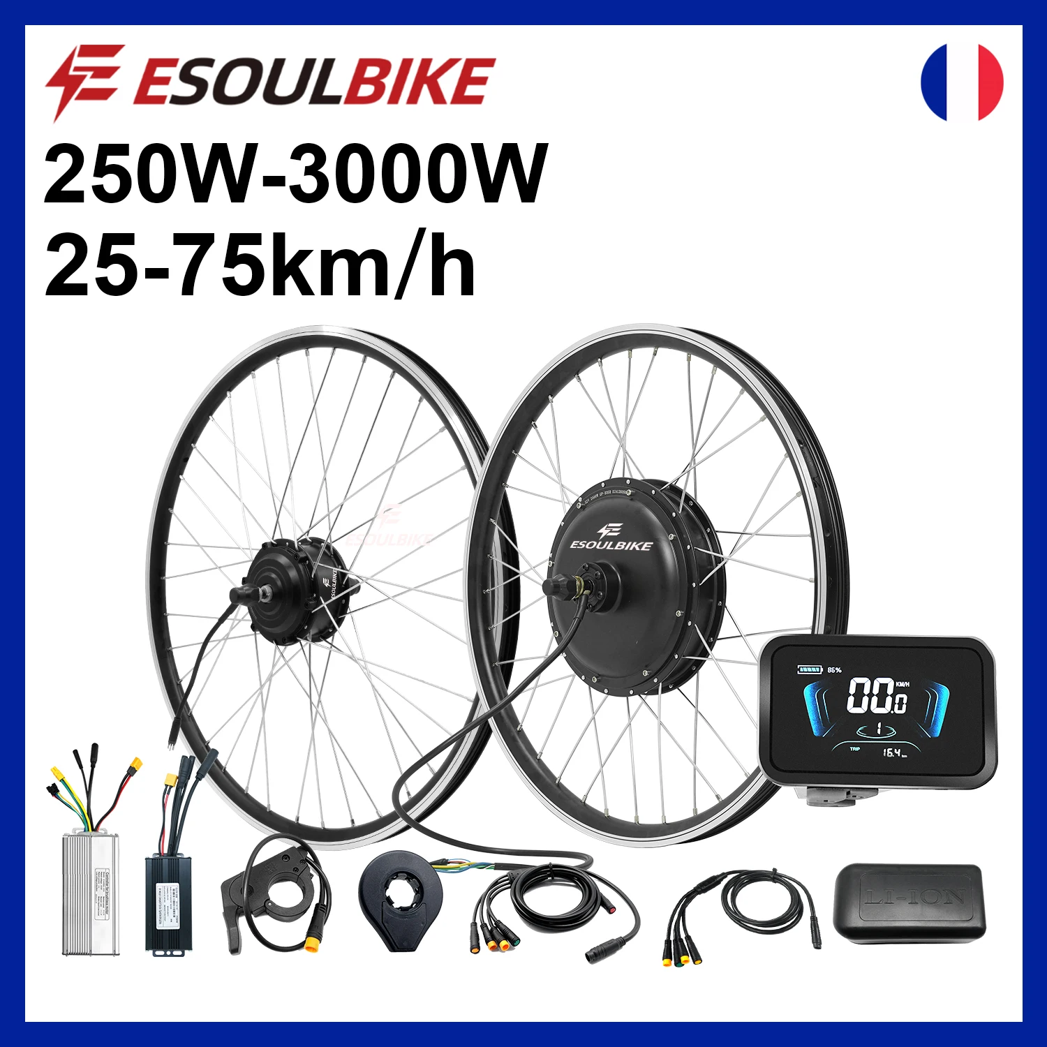 Kit de conversion de vélo électrique ESOULBIKE 72V 3000W 52V 2000W 48V 1500W 1000W 500W, moteur de roue arrière de vélo électrique, cassette 36V 250W, moteur de moyeu de roue avant MTX