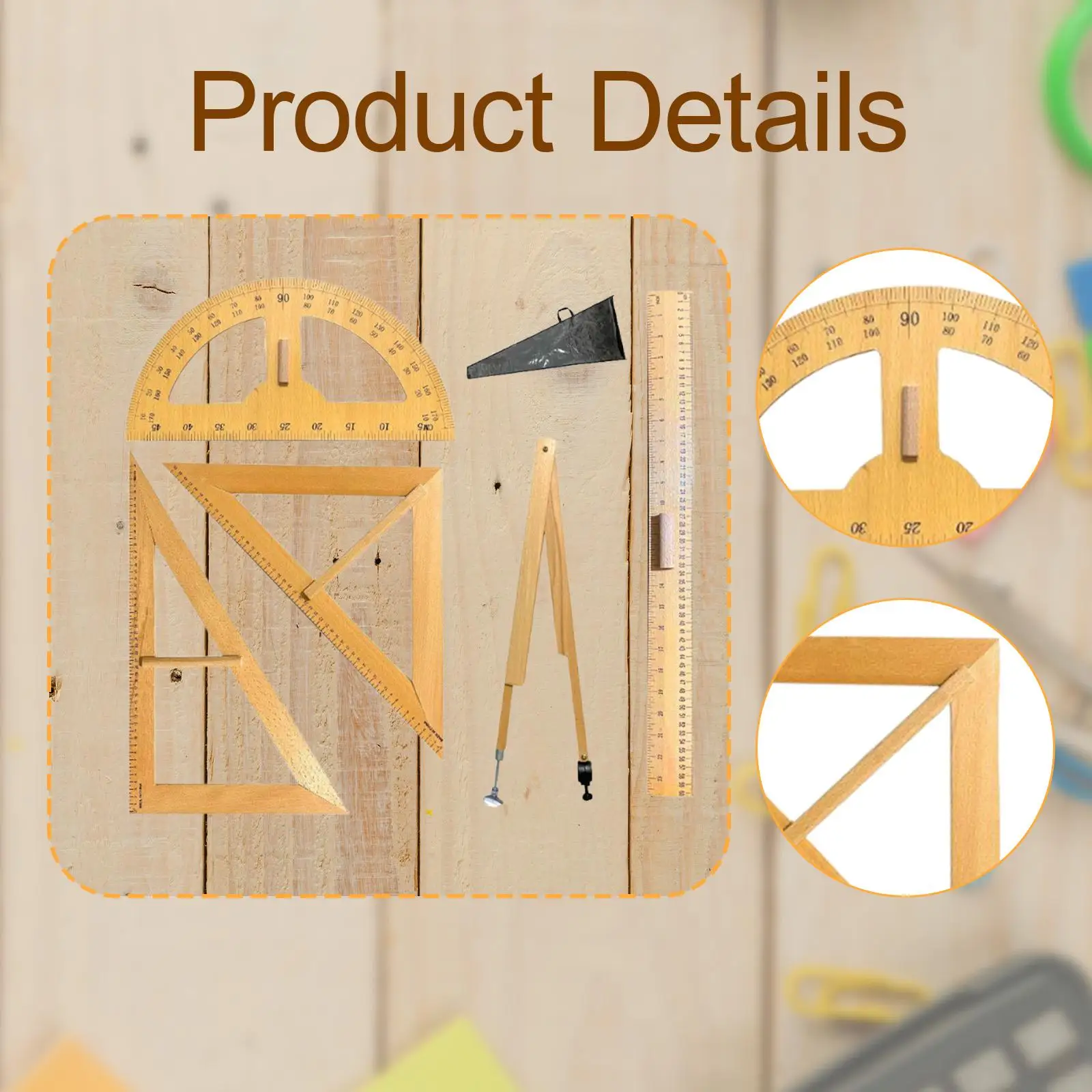 5x مساطر تدريس الرياضيات الكبيرة لوازم التدريس أدوات قياس الهندسة مكتب 60 °   المثلث 45 °   مثلث