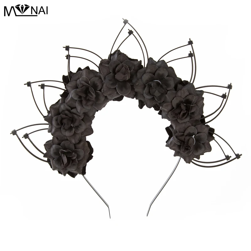 Gothic Godness Halo Vương Miện Cổ Điển Lolita Hoa Zip Tie Mũ Sắt Cô Gái Cosplay Party Tóc Ban Nhạc