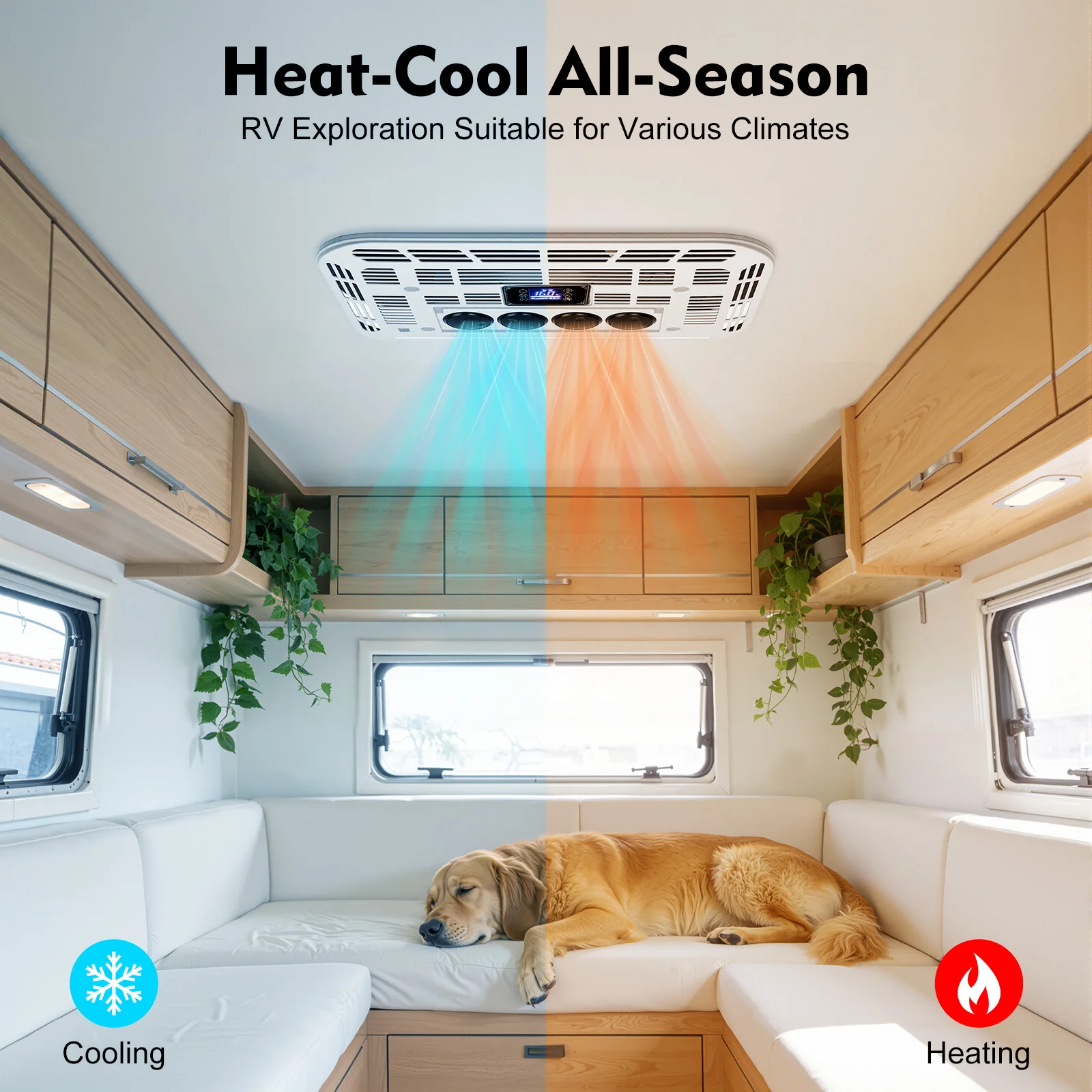 RV Air Conditioner, 12V Air Conditioner for Motorhomes, RV Heating and Cooling Air Conditioner