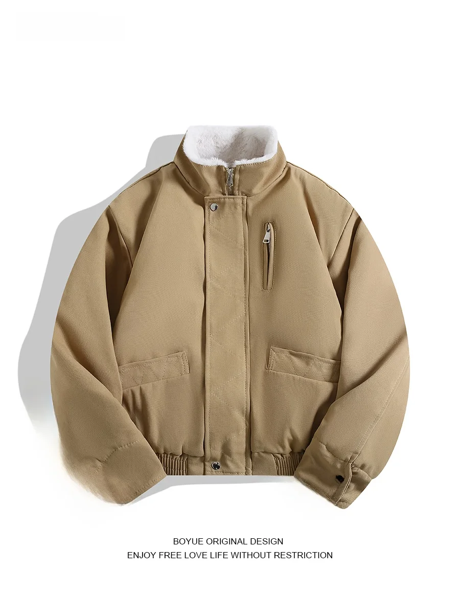 

Мужская хлопковая куртка Boyue в американском ретро-стиле с воротником-стойкой, утепленная, повседневная, рабочая, теплая, молодежная, модная