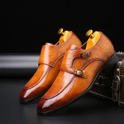 Fashion Men Business Dress Shoes Crocodile Pattern Pointed Toe Oxford Shoes Male Party Wedding Footwear Luxury Flat Shoes
