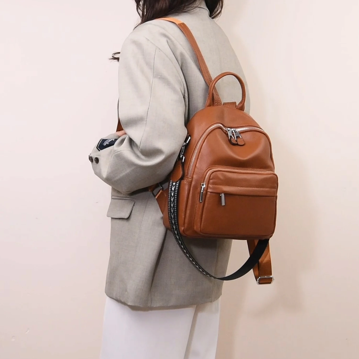 

Luxury lady genuine leather Laptop Backpacks Fashion Schoolbag Multifunctional Anti-theft Backpack Large Capacity Waterproof Bag
